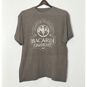 Bacardi Graphic T-Shirt Men's‎ Medium Brown Alcohol Party Promo Nostalgia